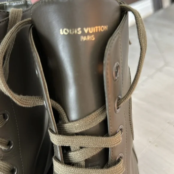 Louis Vuitton green khaki combat military weather boot bootie sz 38 with box - Picture 4 of 10